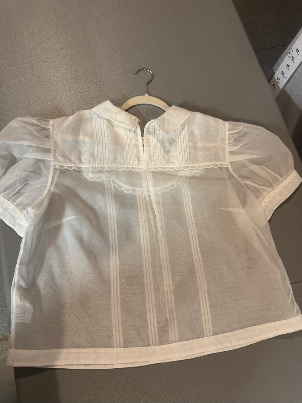Pilcro Cream Sheer Organza Blouse with Scalloped Bib - Picture 3 of 6